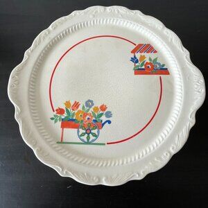 1950s Hostess Ware Pottery Guild Cake Plate // 11.5" Serving Platter